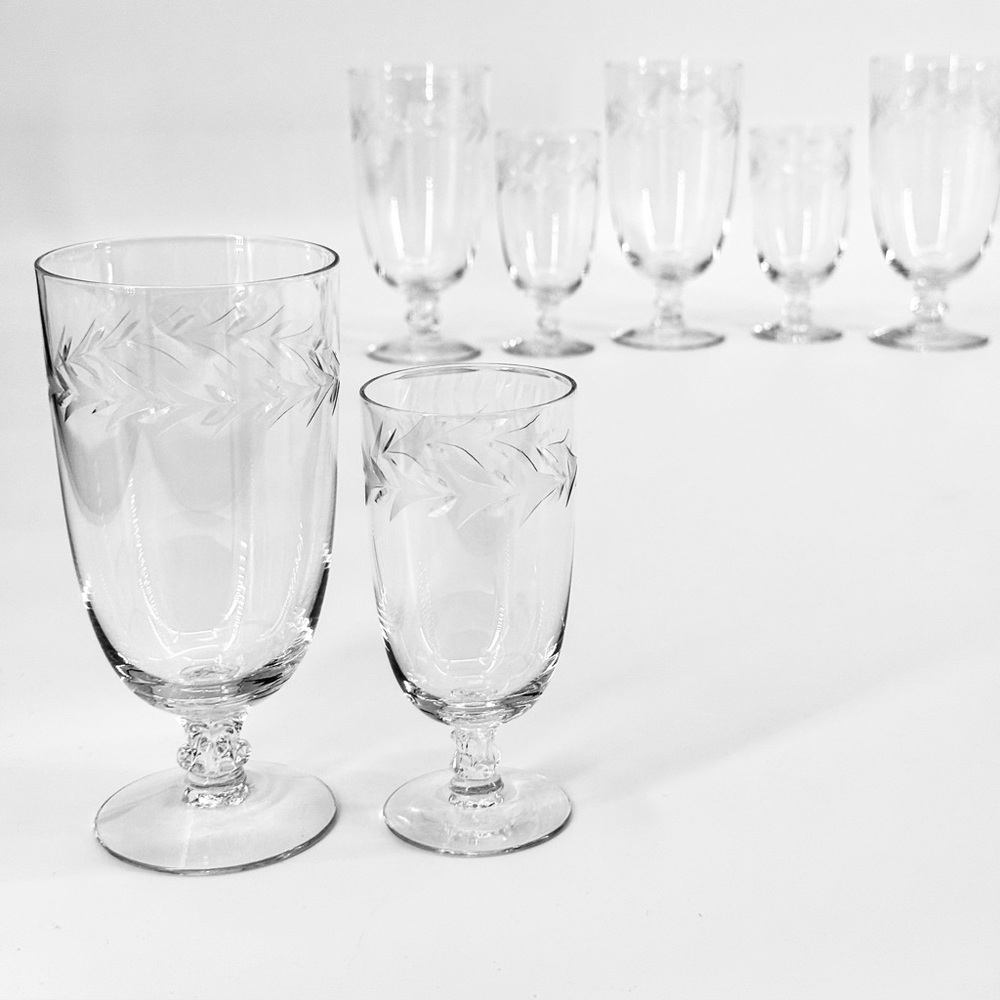 FOSTORIA 7 Pc. Holly Clear Crystal (6030) Stem Glasses